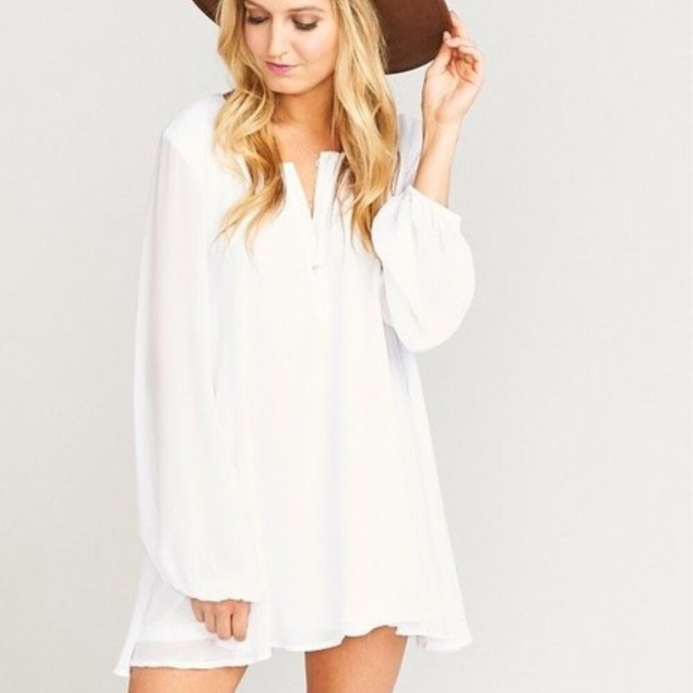 Show Me Your Mumu Jamie Tunic in White Sheer Chiffon - NWT Size Medium
